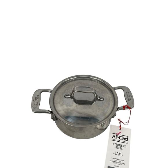 New All-Clad .5 Qt Cocotte With Lid Stainless Steel Dutch Oven - Picture 2 of 8